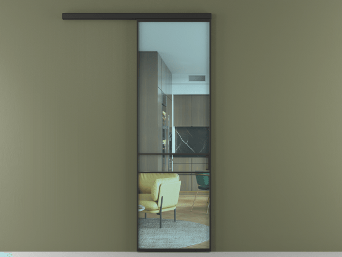 Перегородка Formato вдоль стены 1 створка АЛПР 040.02 Алюминий Черный Прозрачное голубое стекло, триплекс Цена 148370 сом  | Volhovec