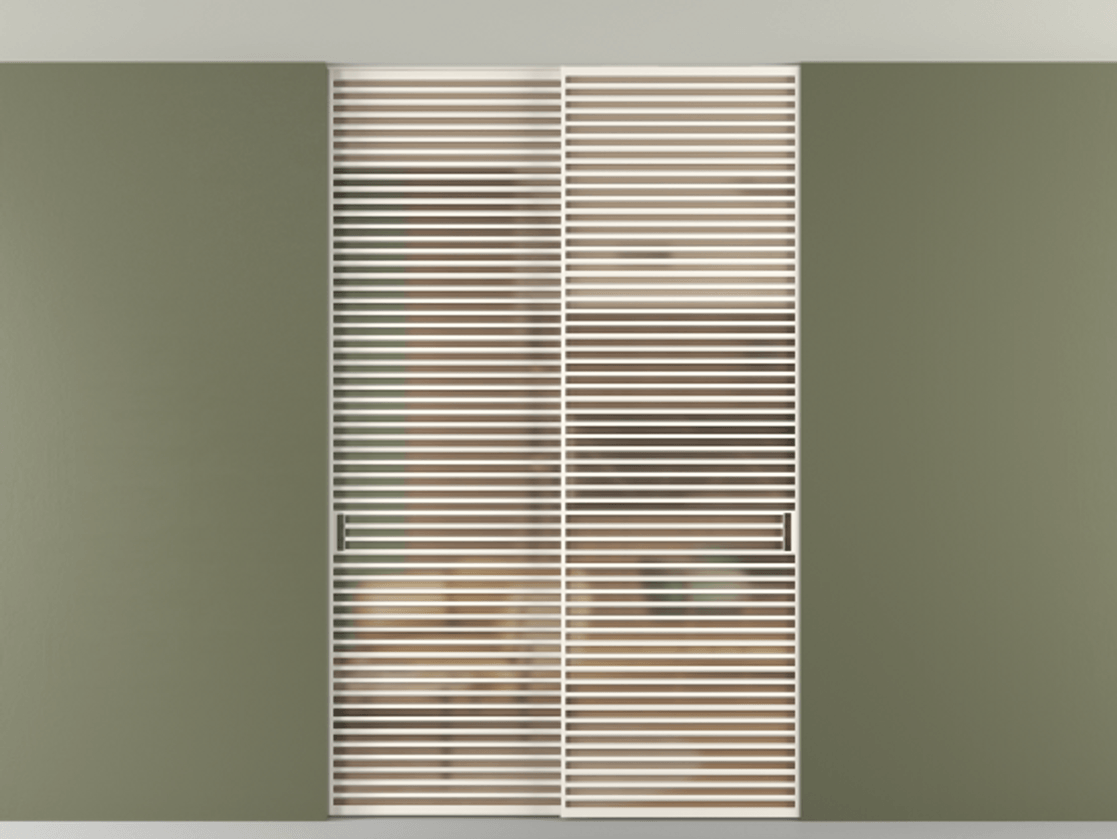 Перегородка Формато внутри проёма скрытое крепление в потолок 2 створки АЛПР 040.07 Алюминий пудровый белый Сатинированное оранжевое стекло, триплекс Цена 596840 сом | Volhovec