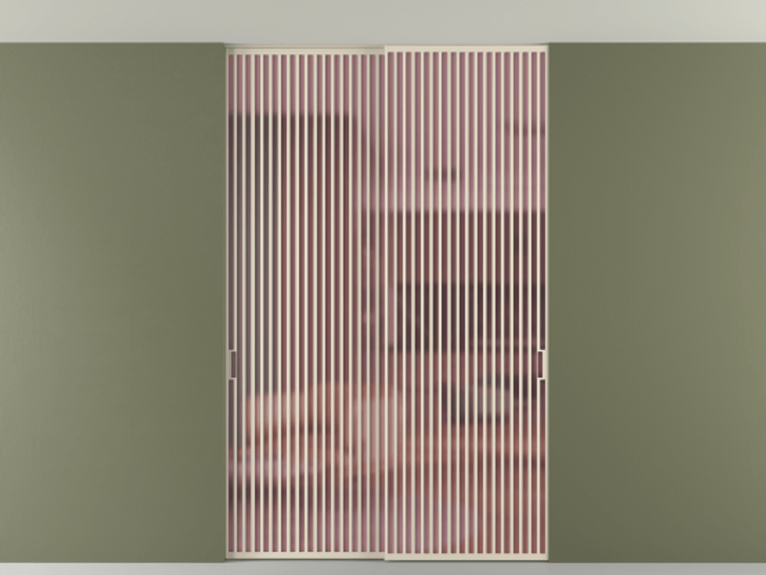 Перегородка Formato внутри проёма скрытое крепление в потолок 2 створки АЛПР 040.06 Алюминий бежево-серый Сатинированное розовое стекло, триплекс Цена 735460 сом | Volhovec