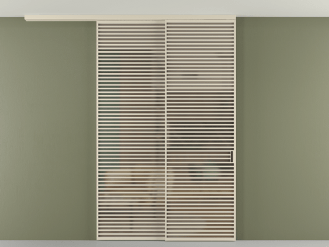 Перегородка Формато вдоль стены на потолок 2 створки с синхронным механизмом АЛПР 040.07 Алюминий бежево-серый Сатинированное бронзовое стекло, триплекс Цена 766760 сом | Volhovec