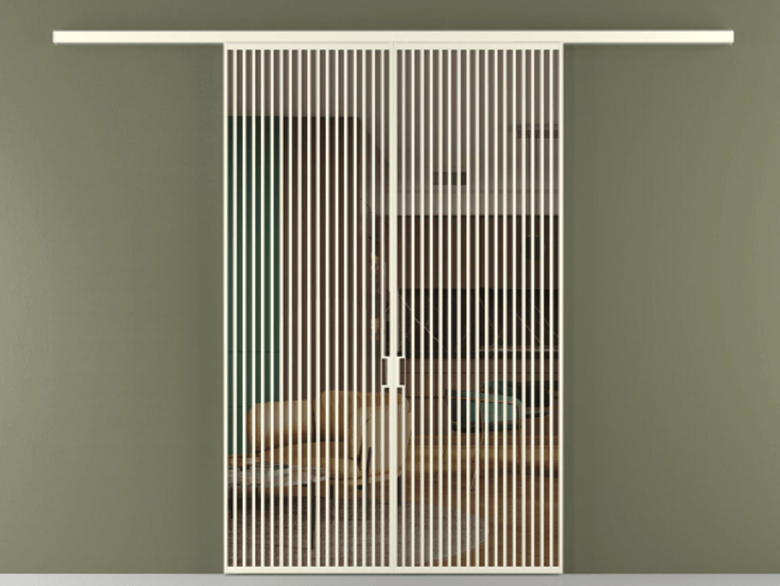 Перегородка Формато вдоль стены 2 створки АЛПР 040.06 Алюминий молочно-белый Прозрачное бронзовое стекло, триплекс Цена 498610 сом | Volhovec