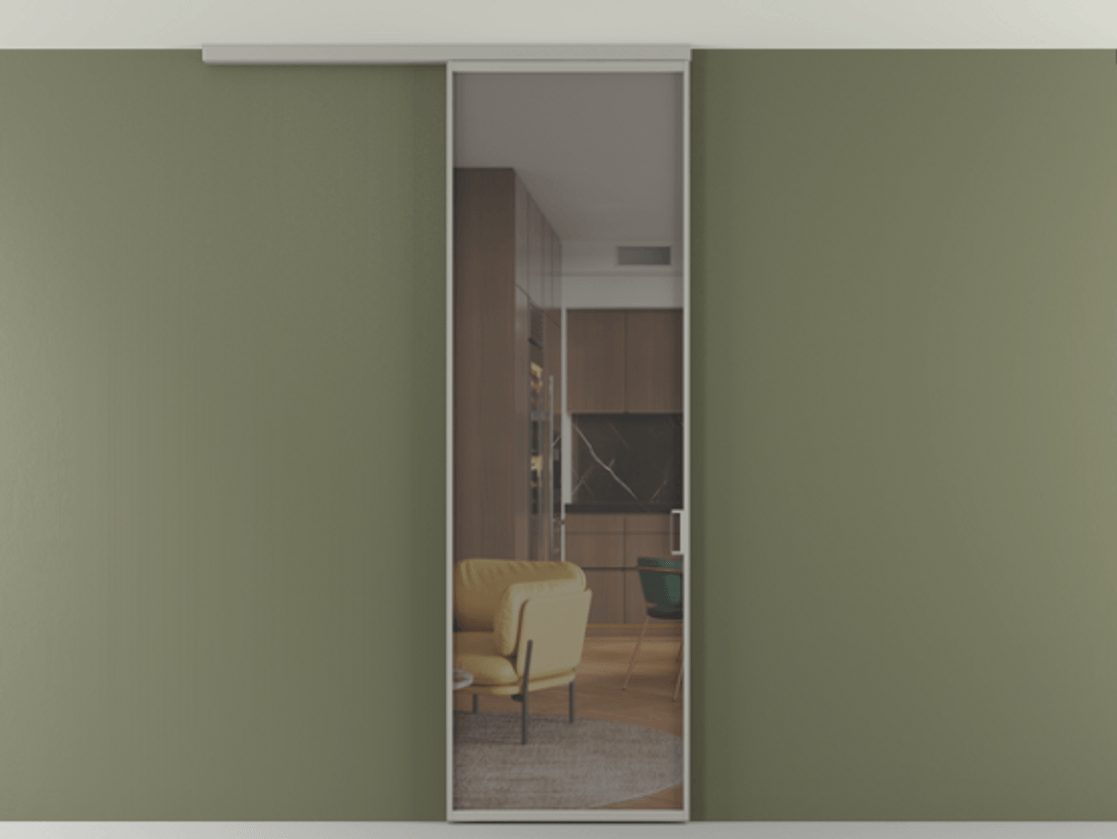 Перегородка Formato вдоль стены на потолок 1 створка АЛПР 040.01 Алюминий нейтральный серый Прозрачное серое стекло, триплекс Цена 134540 сом | Volhovec