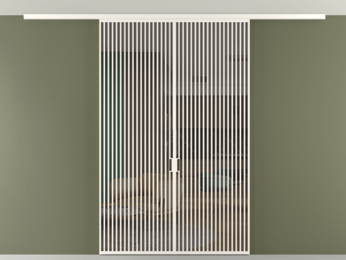 Перегородка Формато вдоль стены на потолок 2 створки АЛПР 040.06 Алюминий пудровый белый Прозрачное серое стекло, триплекс Цена 645770 сом | Volhovec