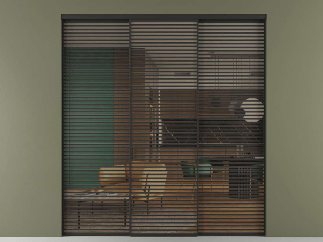 Перегородка Formato внутри проёма 3 створки АЛПР 040.07 Алюминий Черный Прозрачное бронзовое стекло, триплекс Цена 637580 сом | Volhovec