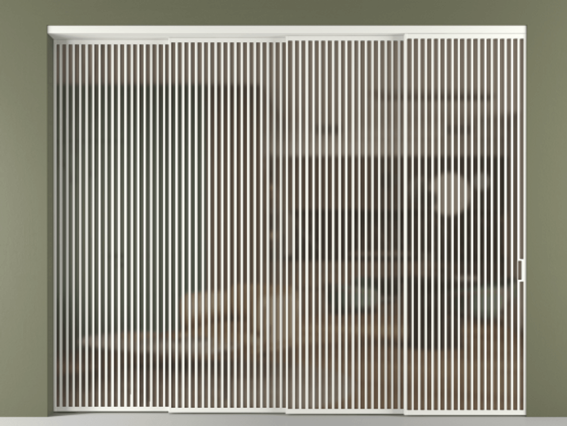 Перегородка Формато внутри проёма 4 створки с синхронным механизмом АЛПР 040.06 Алюминий светло-серый Сатинированное бронзовое стекло, триплекс Цена 1131780 сом | Volhovec