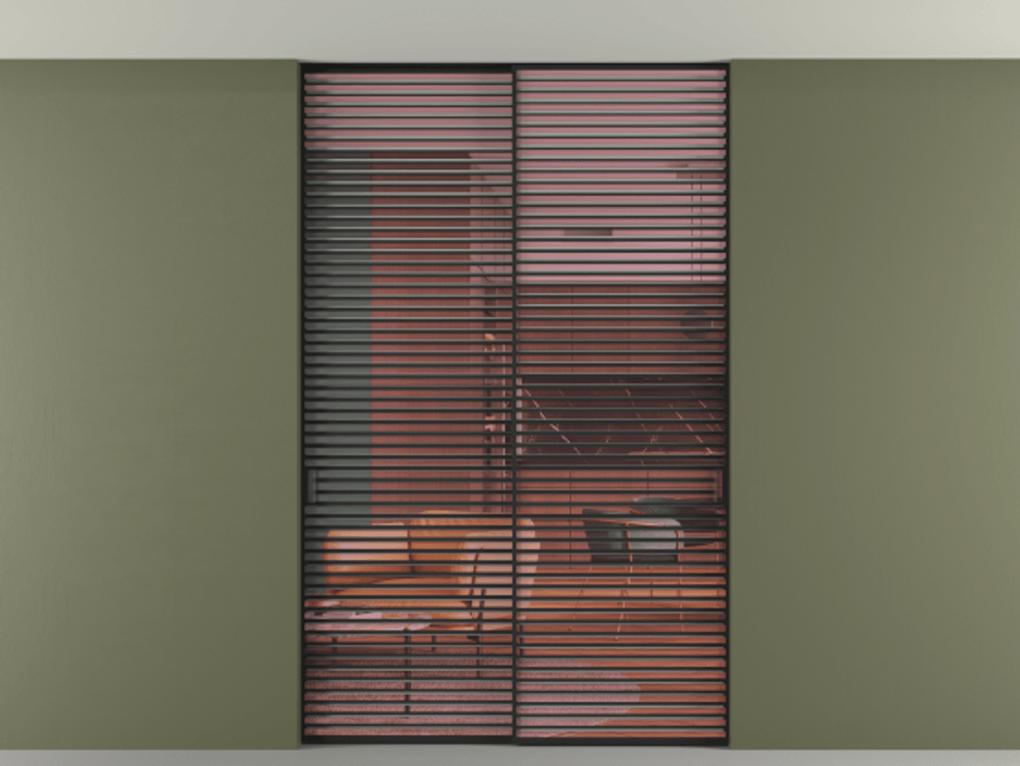 Перегородка Формато внутри проёма скрытое крепление в потолок 2 створки АЛПР 040.07 Алюминий Черный Прозрачное розовое стекло, триплекс Цена 576900 сом | Volhovec