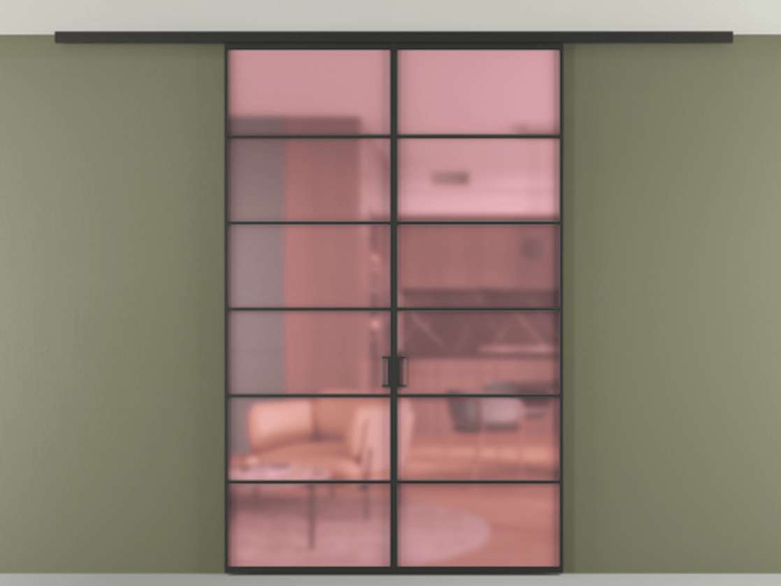 Перегородка Формато вдоль стены на потолок 2 створки АЛПР 040.04 Алюминий Черный Сатинированное розовое стекло, триплекс Цена 279240 сом | Volhovec