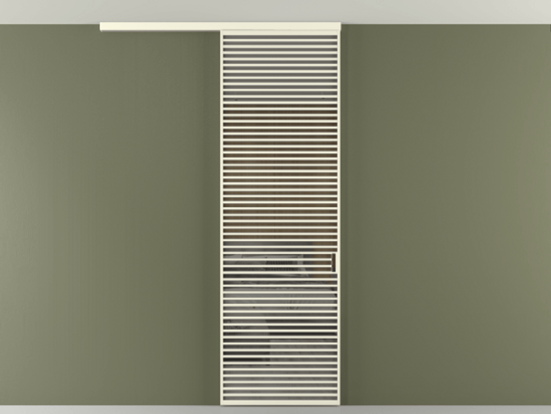 Перегородка Формато вдоль стены на потолок 1 створка АЛПР 040.07 Алюминий молочно-белый Рефлективное серое стекло "Стопсол", калёное Цена 281920 сом | Volhovec