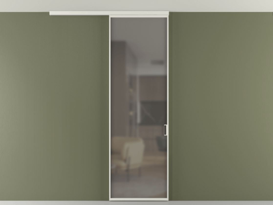 Перегородка Формато вдоль стены на потолок 1 створка АЛПР 040.01 Алюминий серый Сатинированное серое стекло, триплекс Цена 134540 сом | Volhovec