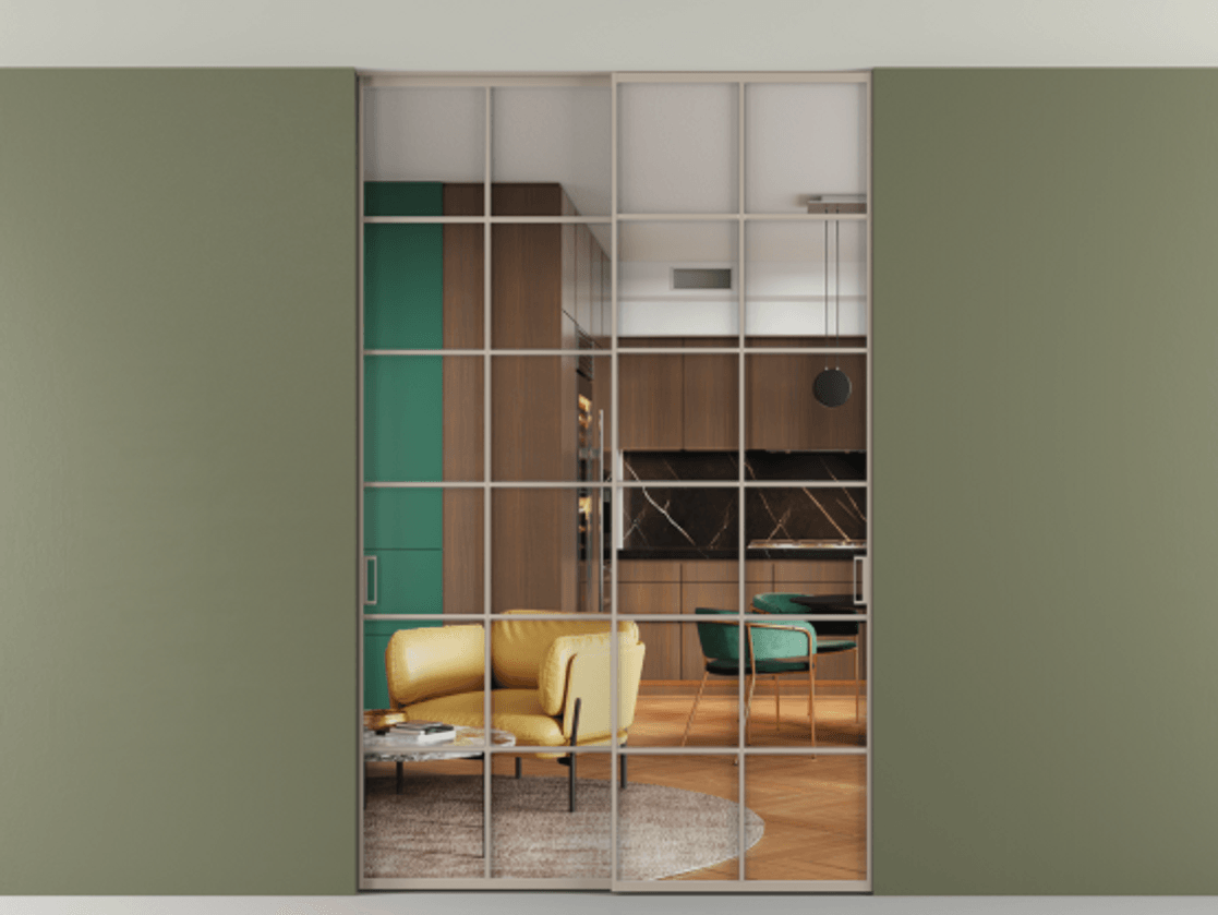 Перегородка Formato внутри проёма скрытое крепление в потолок 2 створки АЛПР 040.05 Алюминий бисквитный Прозрачное стекло "Crystal Vision", калёное. Цена 16820 AZE 1. Полотно 2 шт. (800/2100 мм)
2. Комплект установки раздвижной системы
3. Базовый комплект фурнитуры
4. Ручка RONDO. Фабрика дверей Волховец 8 (800) 551 43 19 Перегородка Formato внутри проёма скрытое крепление в потолок 2 створки АЛПР 040.05 Алюминий бисквитный Прозрачное стекло "Crystal Vision", калёное Цена 16820 AZE | Volhovec