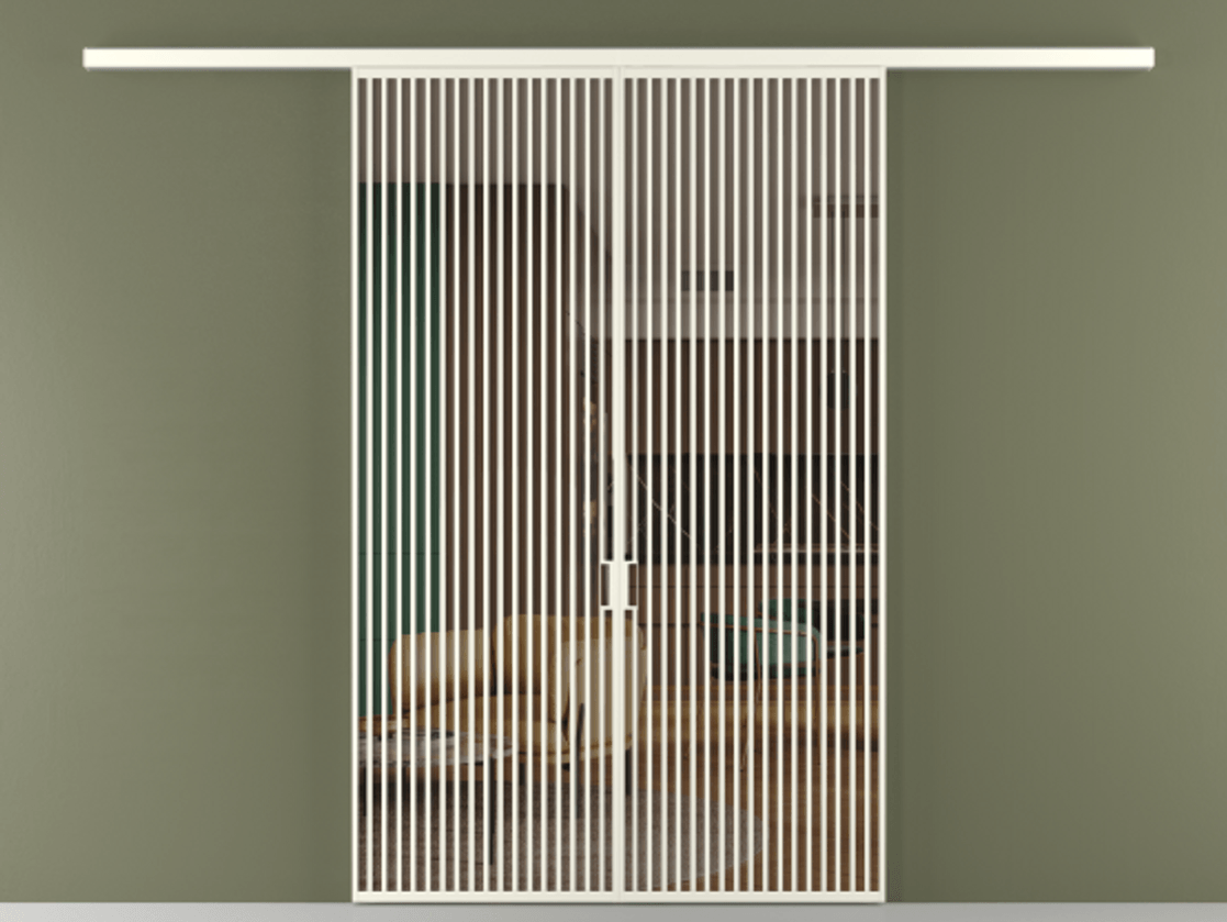 Перегородка Формато вдоль стены 2 створки АЛПР 040.06 Алюминий жемчужный Прозрачное бронзовое стекло, триплекс Цена 498610 сом | Volhovec