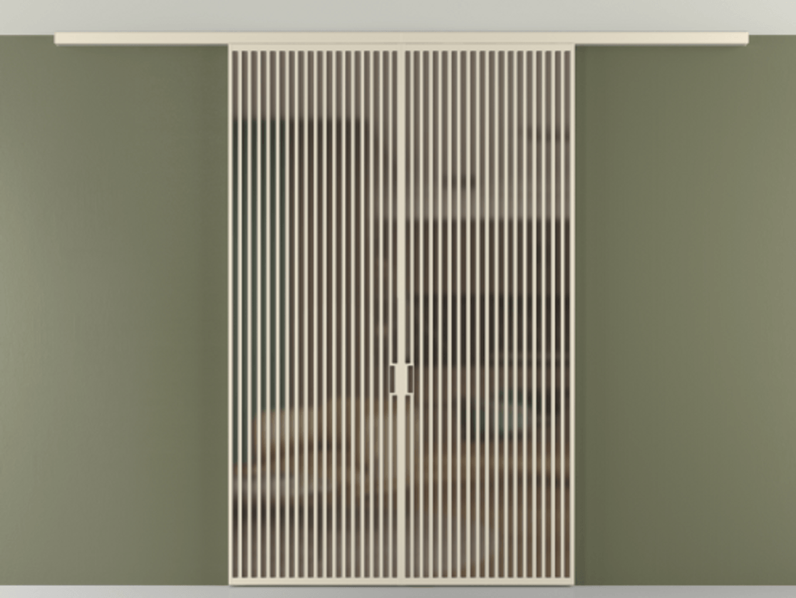 Перегородка Формато вдоль стены на потолок 2 створки АЛПР 040.06 Алюминий бежево-серый Сатинированное бронзовое стекло, триплекс Цена 645770 сом | Volhovec