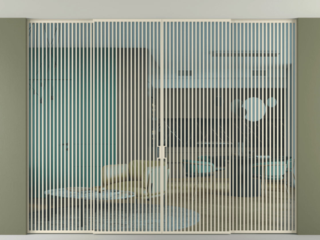 Перегородка Формато внутри проёма скрытое крепление в потолок 4 створки АЛПР 040.06 Алюминий бежево-серый Прозрачное голубое стекло, триплекс Цена 1167730 сом | Volhovec