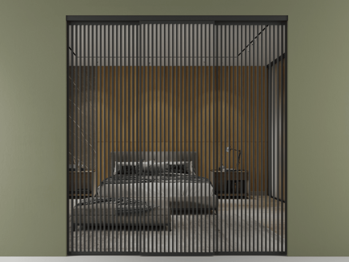 Перегородка Формато внутри проёма 3 створки АЛПР 040.06 Алюминий Черный Двустороннее зеркало, триплекс , триплекс 6 мм Цена 637580 сом | Volhovec