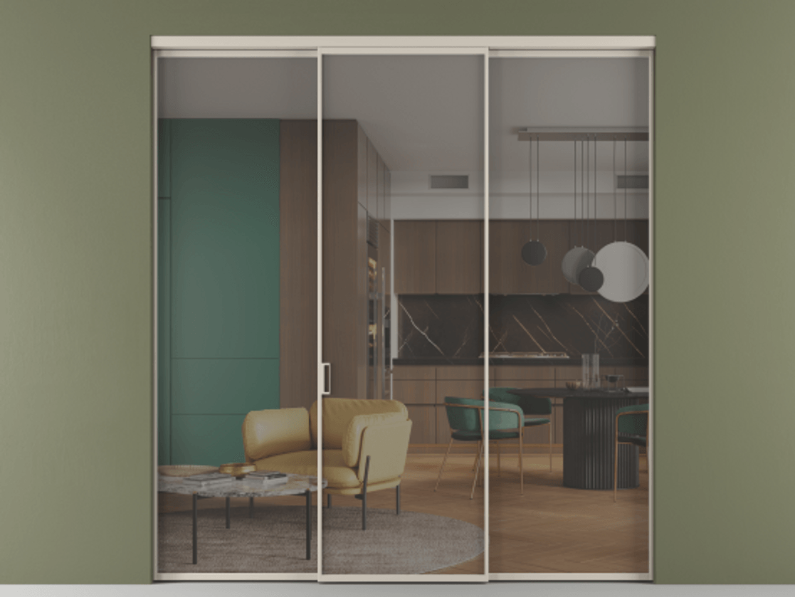 Перегородка Формато внутри проёма 3 створки АЛПР 040.01 Алюминий светло-бежевый Прозрачное серое стекло, триплекс. Цена 327780 сом 1. Полотно 3 шт. (800/2100 мм)
2. Комплект установки раздвижной системы
3. Базовый комплект фурнитуры
4.Ручка Рондо. Фабрика дверей Волховец 8 (800) 551 43 19 Перегородка Формато внутри проёма 3 створки АЛПР 040.01 Алюминий светло-бежевый Прозрачное серое стекло, триплекс Цена 327780 сом | Volhovec