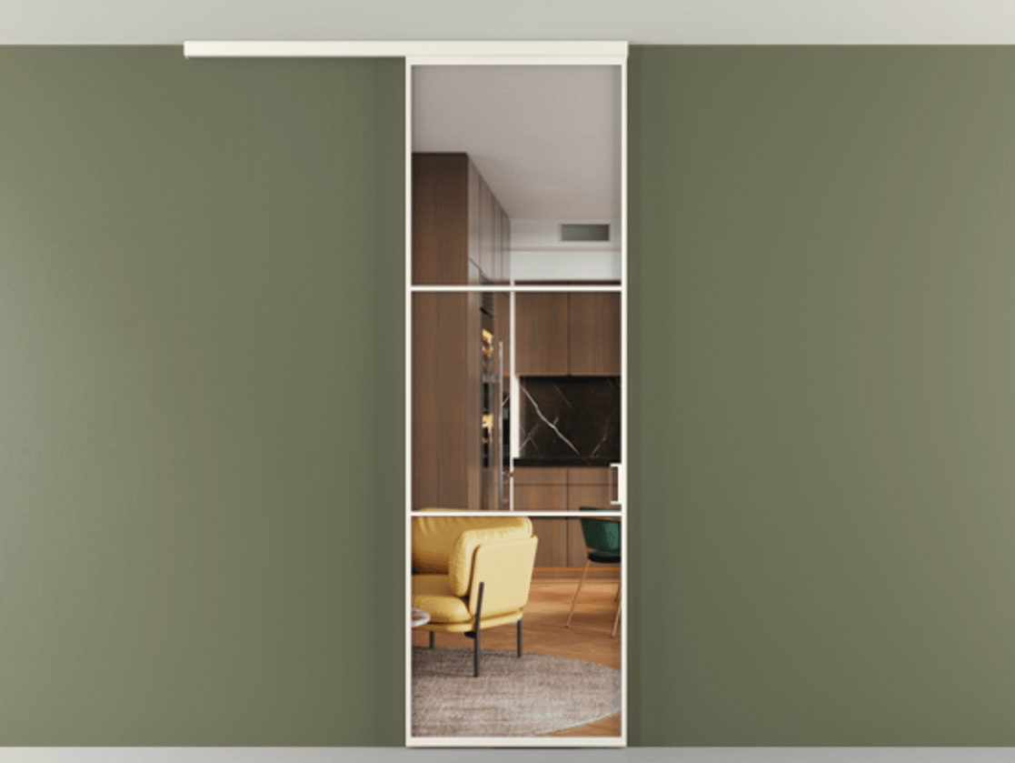 Перегородка Формато вдоль стены на потолок 1 створка АЛПР 040.03 Алюминий пудровый белый Прозрачное стекло "Кристал Вижн", калёное Цена 182740 сом | Volhovec