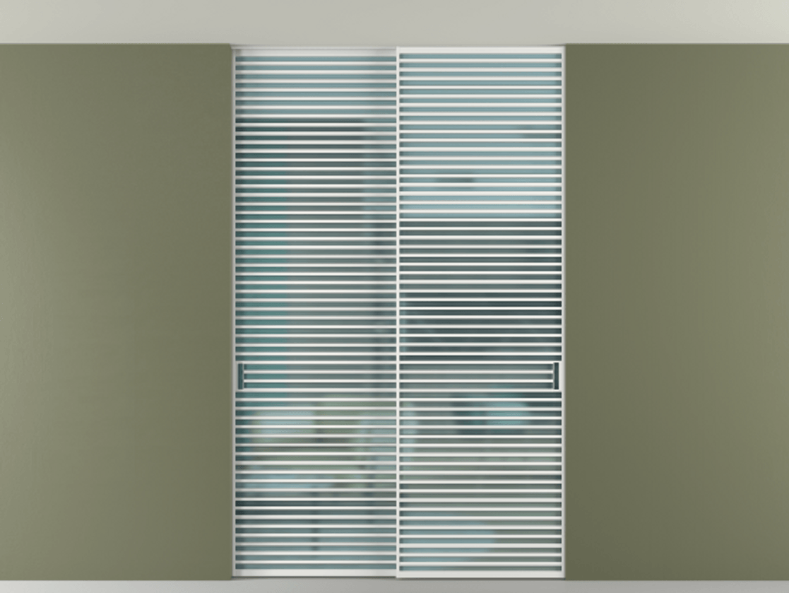 Перегородка Формато внутри проёма скрытое крепление в потолок 2 створки АЛПР 040.07 Алюминий белоснежный Сатинированное голубое стекло, триплекс Цена 596840 сом | Volhovec