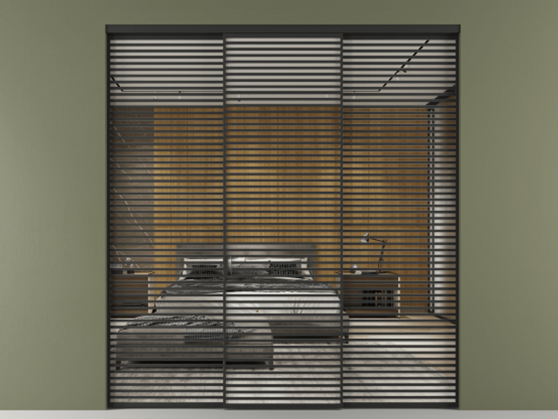 Перегородка Формато внутри проёма 3 створки АЛПР 040.07 Алюминий Черный Двустороннее зеркало, триплекс , триплекс 6 мм Цена 637580 сом | Volhovec