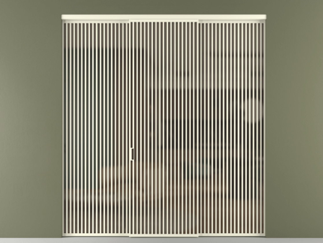 Перегородка Формато внутри проёма 3 створки АЛПР 040.06 Алюминий молочно-белый Сатинированное бронзовое стекло, триплекс Цена 666520 сом | Volhovec