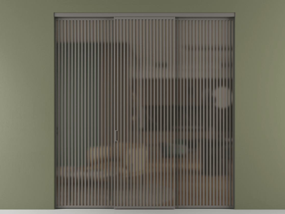 Перегородка Формато внутри проёма 3 створки АЛПР 040.06 Алюминий классический серый Сатинированное бронзовое стекло, триплекс Цена 666520 сом | Volhovec