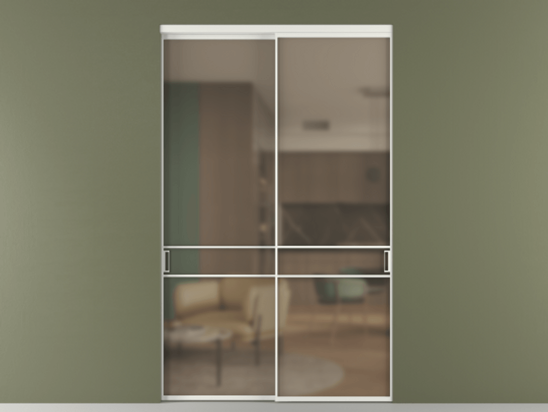 Перегородка Formato внутри проёма 2 створки АЛПР 040.02 Алюминий светло-серый Сатинированное бронзовое стекло, триплекс Цена 673110 сом  | Volhovec