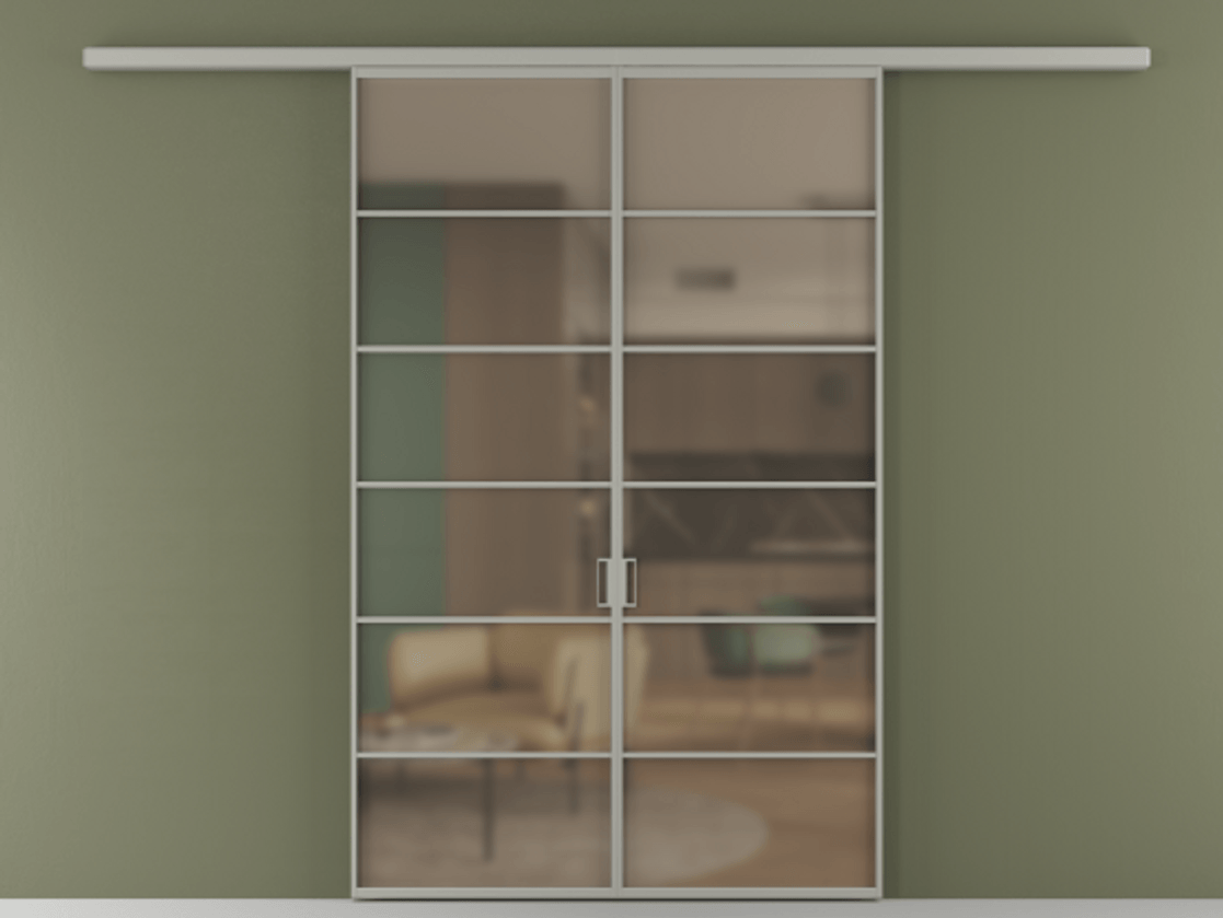 Перегородка Formato вдоль стены 2 створки АЛПР 040.04 Алюминий нейтральный серый Сатинированное бронзовое стекло, триплекс Цена 361960 сом | Volhovec