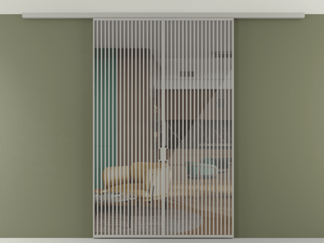 Перегородка Формато вдоль стены на потолок 2 створки АЛПР 040.06 Алюминий нейтральный серый Рефлективное прозрачное стекло "Стопсол", калёное Цена 553510 сом | Volhovec