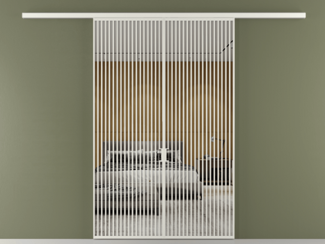 Перегородка Формато вдоль стены 2 створки АЛПР 040.06 Алюминий серый Двустороннее зеркало, триплекс , триплекс 6 мм Цена 498610 сом | Volhovec