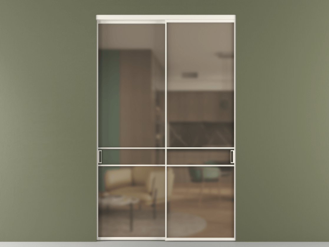 Перегородка Формато внутри проёма 2 створки АЛПР 040.02 Алюминий пудровый белый Сатинированное бронзовое стекло, триплекс Цена 618440 сом  | Volhovec