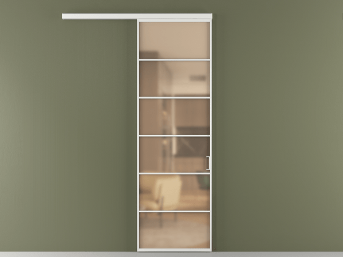 Перегородка Formato вдоль стены 1 створка АЛПР 040.04 Алюминий белоснежный Сатинированное оранжевое стекло, триплекс Цена 163540 сом  | Volhovec