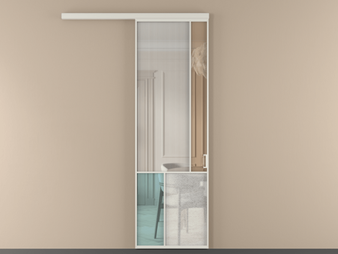 Перегородка Mosaic вдоль стены 1 створка АЛПР 041.21 Алюминий Белый Комбинация стекол Группы 1 и Группы 3 Цена 200040.4 сом | Volhovec