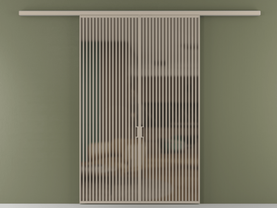 Перегородка Formato вдоль стены 2 створки АЛПР 040.06 Алюминий бисквитный Сатинированное бронзовое стекло, триплекс Цена 624620 сом | Volhovec