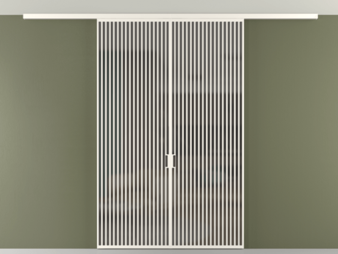 Перегородка Формато вдоль стены на потолок 2 створки АЛПР 040.06 Алюминий пудровый белый Сатинированное серое стекло, триплекс Цена 645770 сом | Volhovec