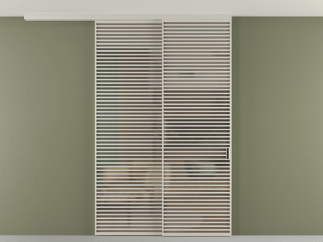 Перегородка Формато вдоль стены на потолок 2 створки с синхронным механизмом АЛПР 040.07 Алюминий тёплый серый Сатинированное бронзовое стекло, триплекс Цена 766760 сом | Volhovec