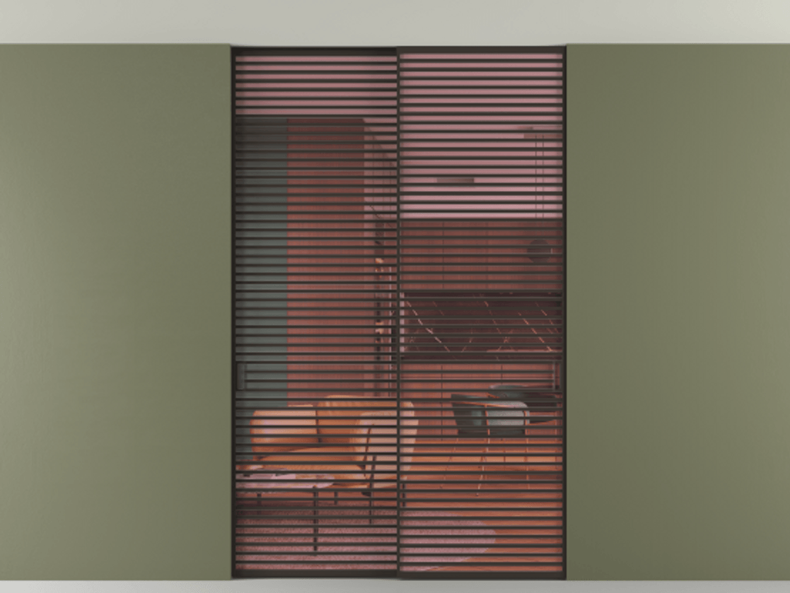 Перегородка Формато внутри проёма скрытое крепление в потолок 2 створки АЛПР 040.07 Алюминий антрацит Прозрачное розовое стекло, триплекс Цена 596840 сом | Volhovec