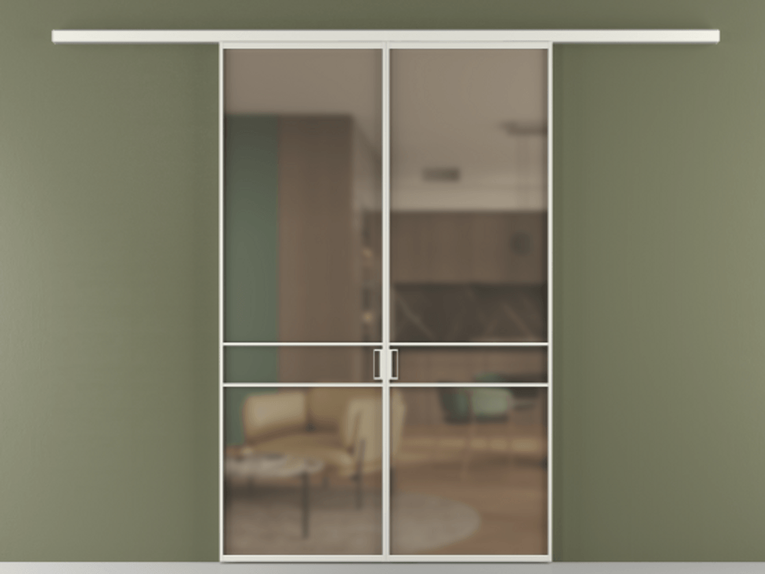 Перегородка Formato вдоль стены 2 створки АЛПР 040.02 Алюминий серый Сатинированное бронзовое стекло, триплекс Цена 244650 ₽ | Volhovec