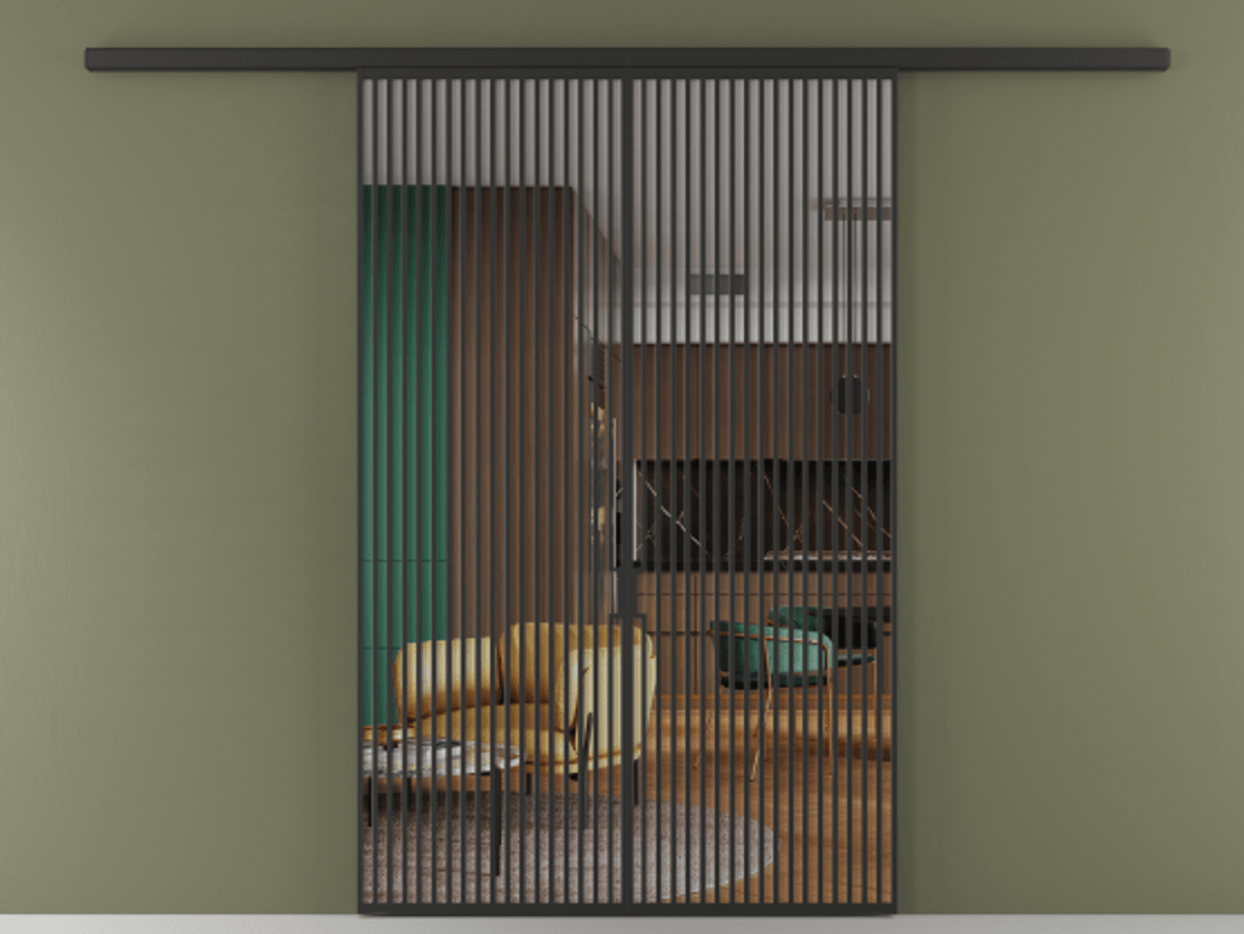 Перегородка Формато вдоль стены 2 створки АЛПР 040.06 Алюминий Черный Прозрачное стекло "Кристал Вижн", калёное Цена 525150 сом | Volhovec