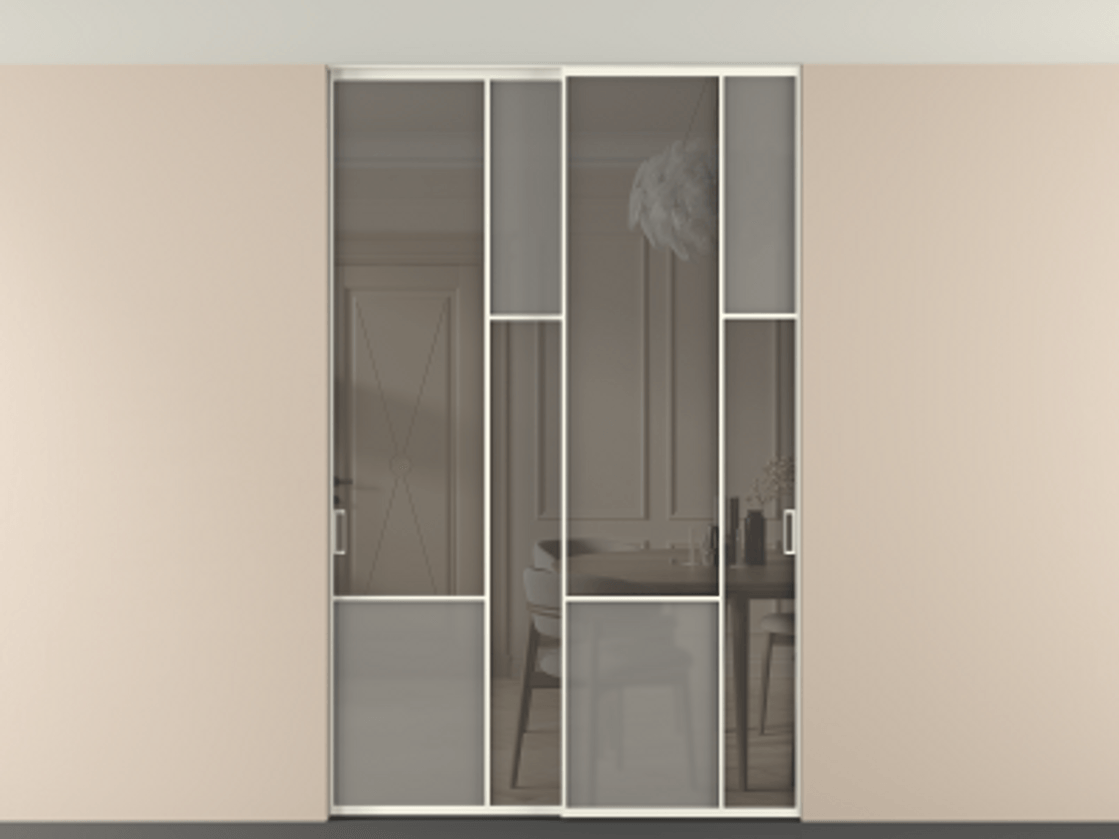 Перегородка Мозаик внутри проёма скрытое крепление в потолок 2 створки АЛПР 041.12 Алюминий жемчужный Сатинированное серое стекло, триплекс, 6 мм + Прозрачное серое стекло, триплекс. Цена 472590 сом . Фабрика дверей Волховец 8 (800) 551 43 19 Перегородка Мозаик внутри проёма скрытое крепление в потолок 2 створки АЛПР 041.12 Алюминий жемчужный Сатинированное серое стекло, триплекс, 6 мм + Прозрачное серое стекло, триплекс Цена 472590 сом | Volhovec