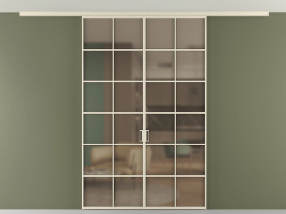 Перегородка Формато вдоль стены на потолок 2 створки АЛПР 040.05 Алюминий бежево-серый Сатинированное бронзовое стекло, триплекс Цена 356840 сом | Volhovec