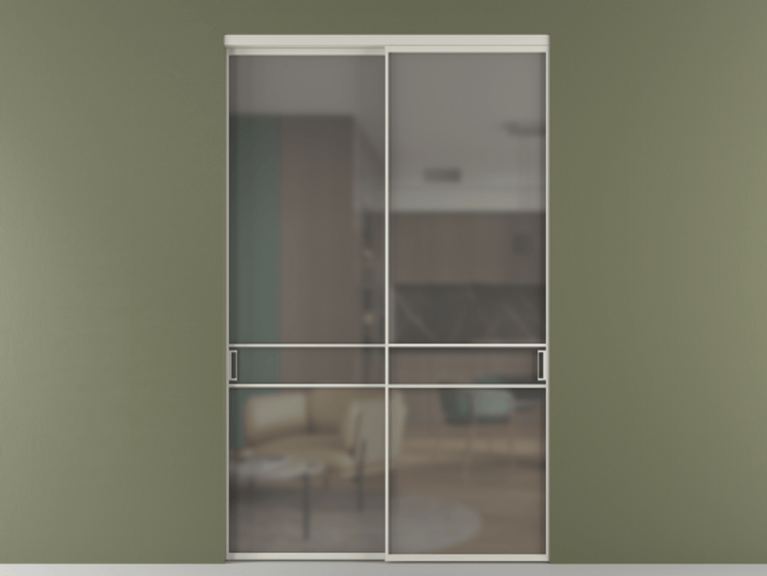 Перегородка Формато внутри проёма 2 створки АЛПР 040.02 Алюминий тёплый серый Сатинированное серое стекло, триплекс Цена 618440 сом  | Volhovec