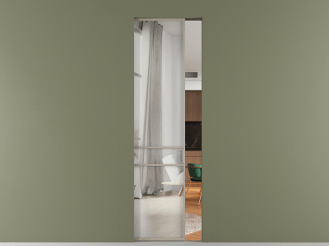 Перегородка Formato скрытый пенал 1 створка АЛПР 040.02 Алюминий бисквитный Двустороннее зеркало, триплекс , триплекс 6 мм Цена 248100 сом | Volhovec