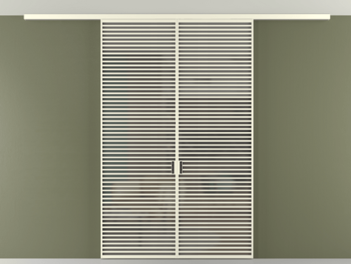 Перегородка Формато вдоль стены на потолок 2 створки АЛПР 040.07 Алюминий молочно-белый Сатинированное серое стекло, триплекс Цена 534870 сом | Volhovec