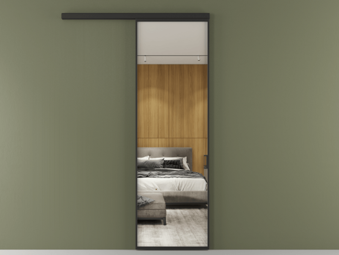 Перегородка Formato вдоль стены 1 створка АЛПР 040.01 Алюминий Черный Двустороннее зеркало, триплекс , триплекс 6 мм Цена 142310 сом  | Volhovec