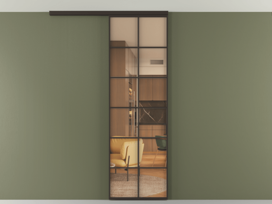 Перегородка Formato вдоль стены на потолок одностворчатая #VENDORCODE# #FURNISH# #GLASS# Цена #PRICE# #CURRENCY# | Volhovec