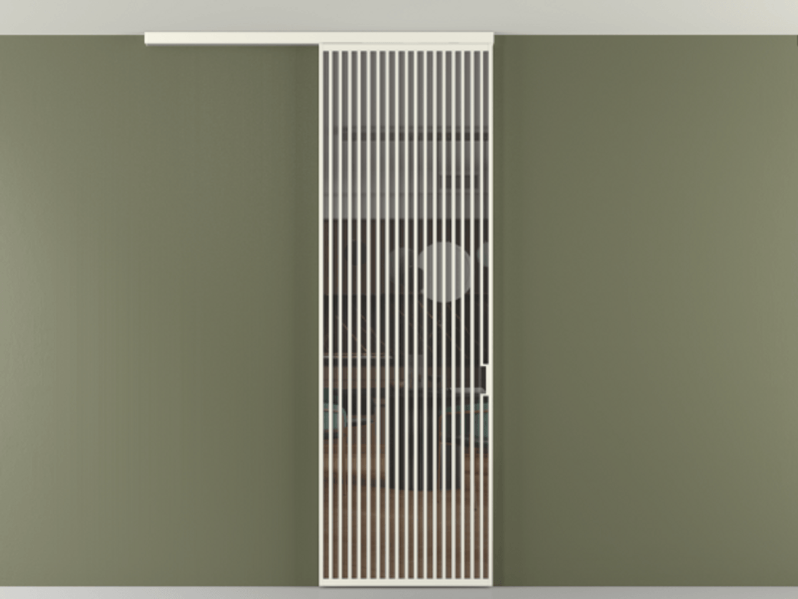 Перегородка Формато вдоль стены на потолок 1 створка АЛПР 040.06 Алюминий жемчужный Прозрачное серое стекло, триплекс Цена 272600 сом | Volhovec