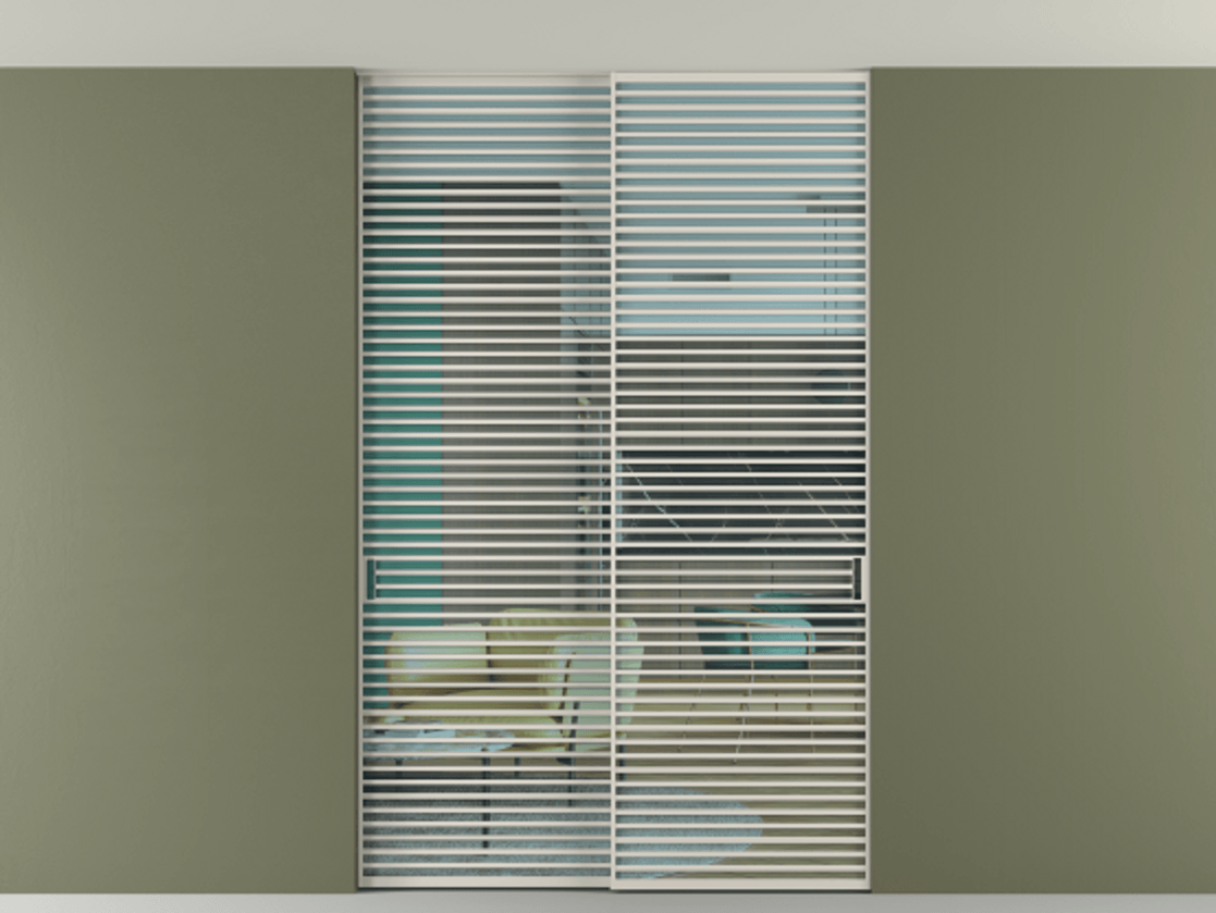 Перегородка Формато внутри проёма скрытое крепление в потолок 2 створки АЛПР 040.07 Алюминий облачно-серый Прозрачное голубое стекло, триплекс Цена 596840 сом | Volhovec