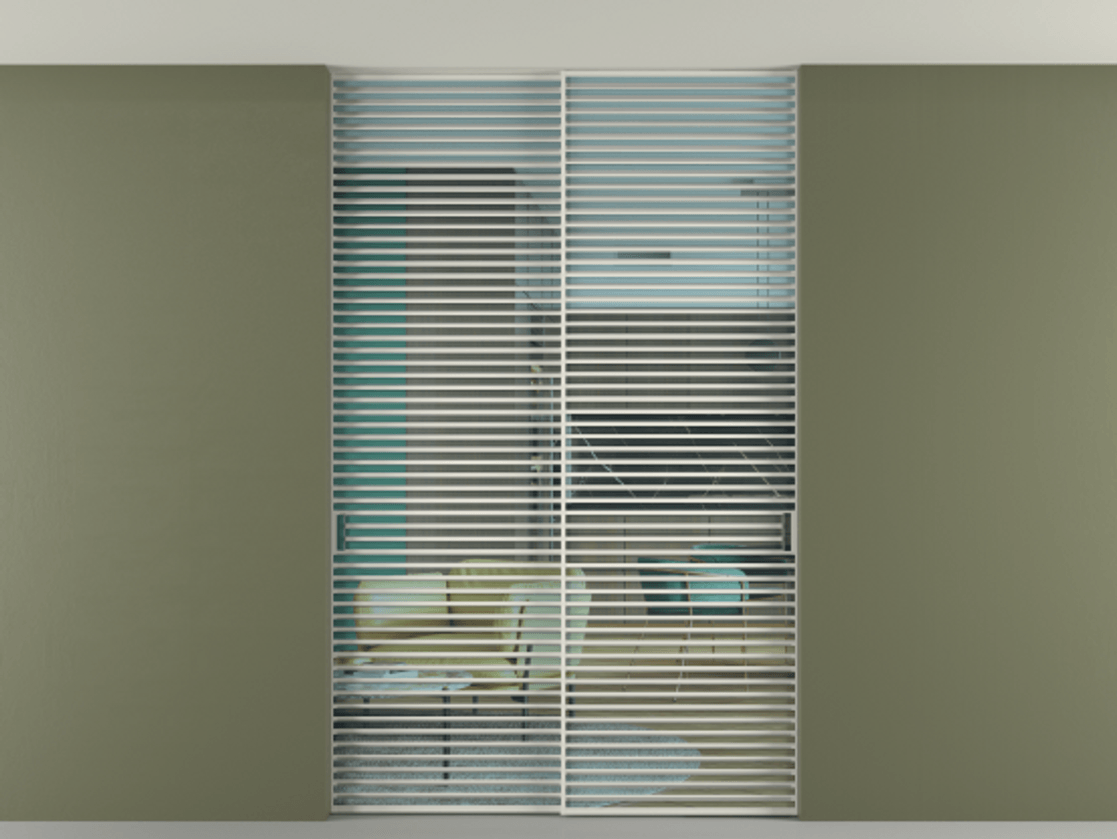 Перегородка Formato внутри проёма скрытое крепление в потолок 2 створки АЛПР 040.07 Алюминий Белый Прозрачное голубое стекло, триплекс Цена 576900 сом | Volhovec