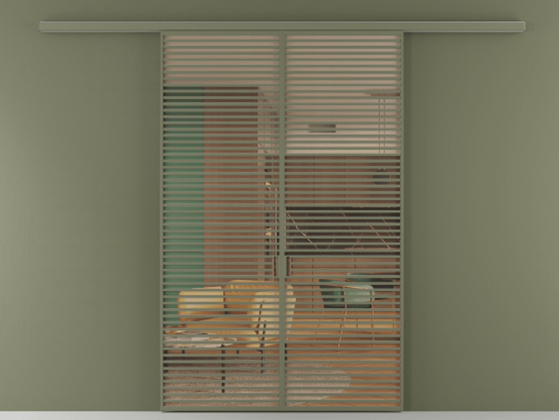 Перегородка Формато вдоль стены 2 створки АЛПР 040.07 Алюминий оливковый тёмный Прозрачное оранжевое стекло, триплекс Цена 498610 сом | Volhovec