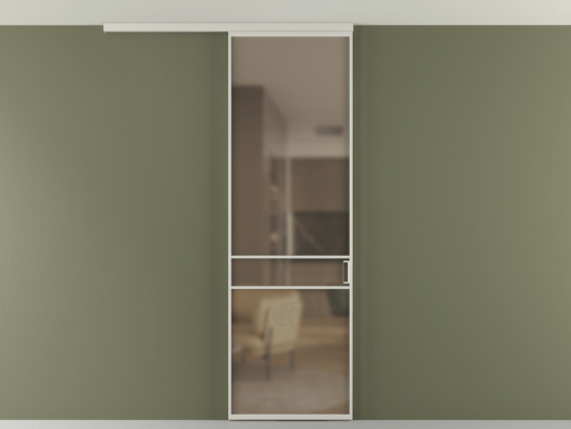 Перегородка Formato вдоль стены на потолок 1 створка АЛПР 040.02 Алюминий тёплый серый Сатинированное бронзовое стекло, триплекс Цена 141030 сом | Volhovec