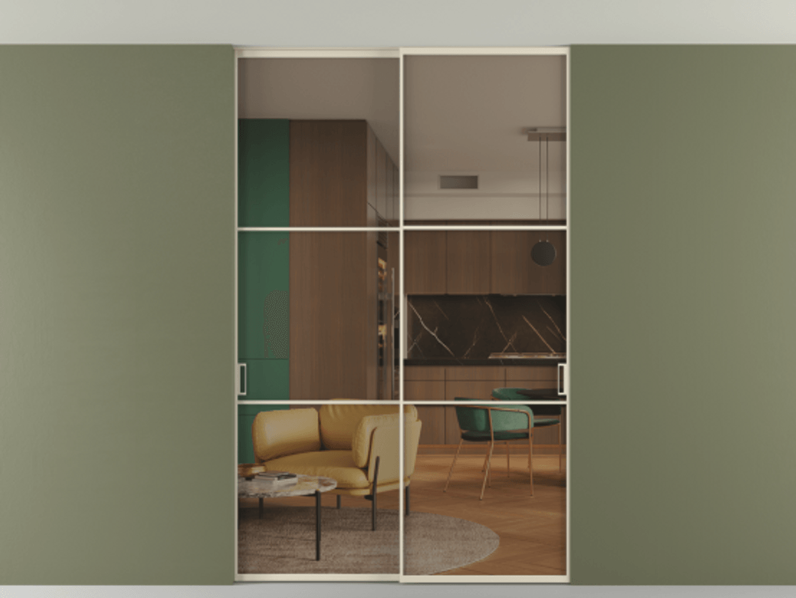 Перегородка Формато внутри проёма скрытое крепление в потолок 2 створки АЛПР 040.03 Алюминий бежево-серый Прозрачное бронзовое стекло, триплекс. Цена 361400 сом 1. Полотно 2 шт. (800/2100 мм)
2. Комплект установки раздвижной системы
3. Базовый комплект фурнитуры
4. Ручка Рондо. Фабрика дверей Волховец 8 (800) 551 43 19 Перегородка Формато внутри проёма скрытое крепление в потолок 2 створки АЛПР 040.03 Алюминий бежево-серый Прозрачное бронзовое стекло, триплекс Цена 361400 сом | Volhovec